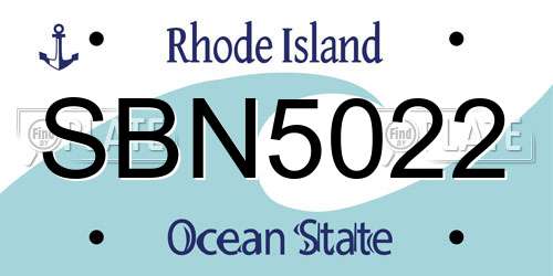 SBN5022 Rhode Island License Plate