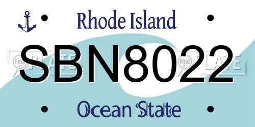 SBN8022 Rhode Island License Plate