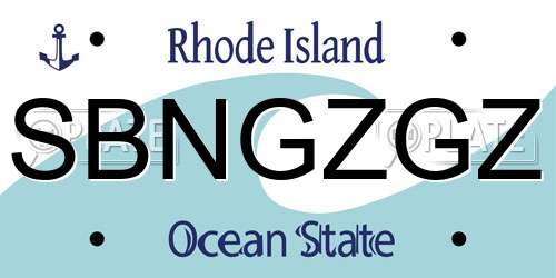 SBNGZGZ Rhode Island License Plate