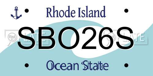 SBO26S Rhode Island License Plate