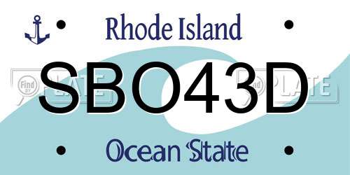 SBO43D Rhode Island License Plate