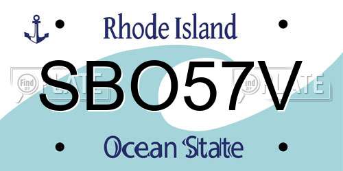 SBO57V Rhode Island License Plate