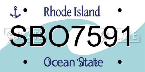 SBO7591 Rhode Island License Plate