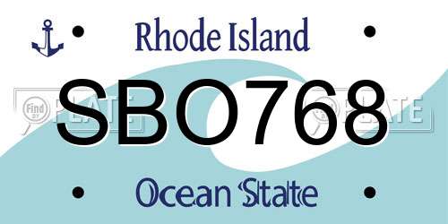 SBO768 Rhode Island License Plate