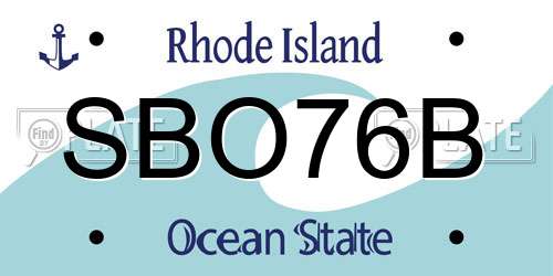 SBO76B Rhode Island License Plate