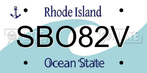 SBO82V Rhode Island License Plate