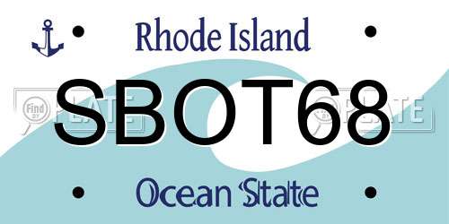 SBOT68 Rhode Island License Plate