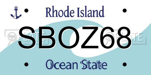 SBOZ68 Rhode Island License Plate