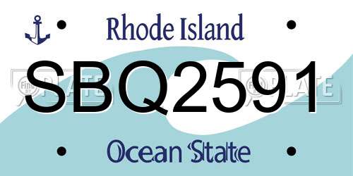 SBQ2591 Rhode Island License Plate