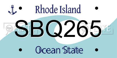 SBQ265 Rhode Island License Plate
