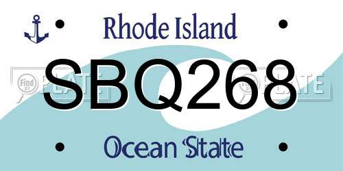 SBQ268 Rhode Island License Plate