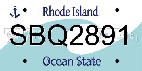 SBQ2891 Rhode Island License Plate