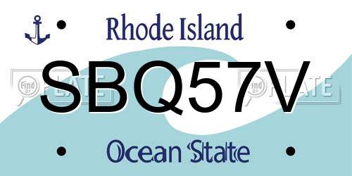 SBQ57V Rhode Island License Plate