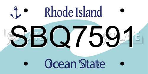 SBQ7591 Rhode Island License Plate
