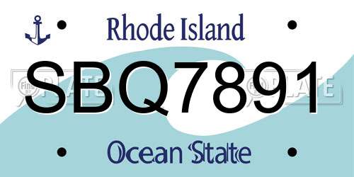 SBQ7891 Rhode Island License Plate