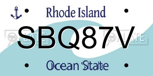 SBQ87V Rhode Island License Plate