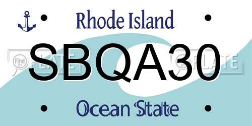 SBQA30 Rhode Island License Plate