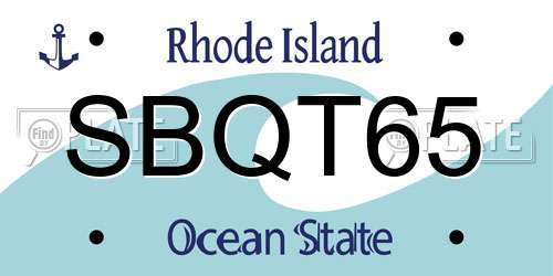 SBQT65 Rhode Island License Plate