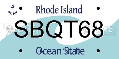 SBQT68 Rhode Island License Plate