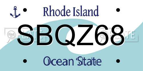 SBQZ68 Rhode Island License Plate