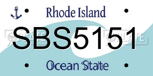 SBS5151 Rhode Island License Plate