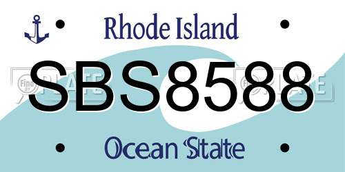SBS8588 Rhode Island License Plate