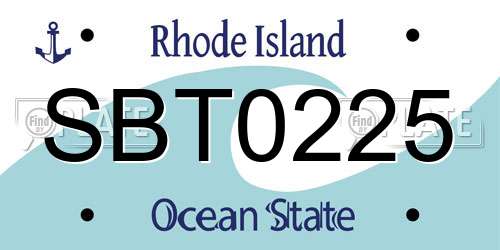 SBT0225 Rhode Island License Plate