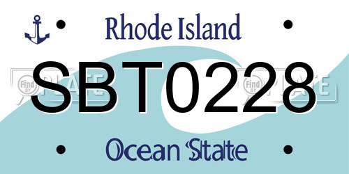 SBT0228 Rhode Island License Plate