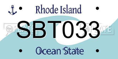 SBT033 Rhode Island License Plate