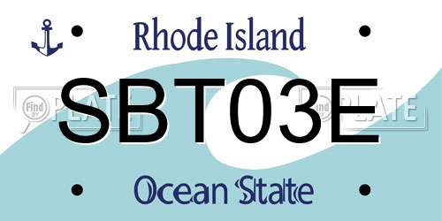 SBT03E Rhode Island License Plate