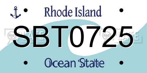 SBT0725 Rhode Island License Plate