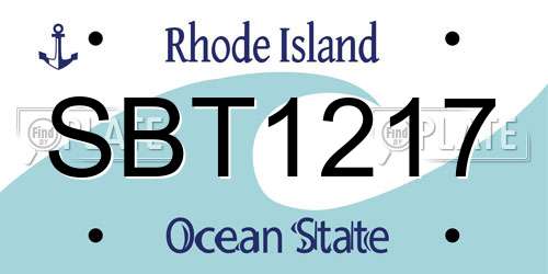 SBT1217 Rhode Island License Plate