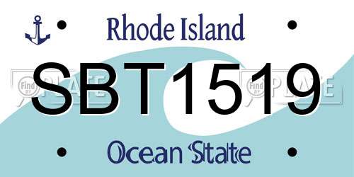 SBT1519 Rhode Island License Plate