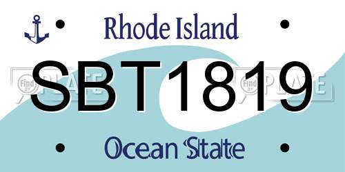 SBT1819 Rhode Island License Plate
