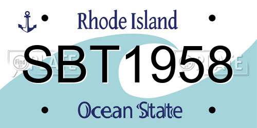 SBT1958 Rhode Island License Plate