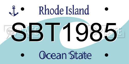SBT1985 Rhode Island License Plate