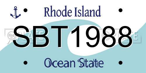 SBT1988 Rhode Island License Plate