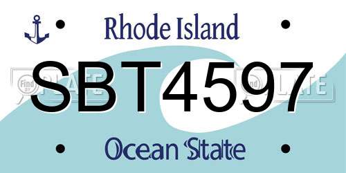 SBT4597 Rhode Island License Plate