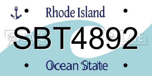 SBT4892 Rhode Island License Plate