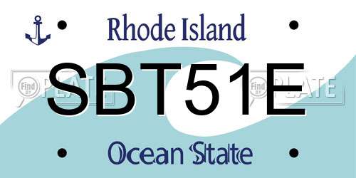 SBT51E Rhode Island License Plate