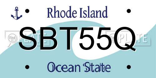 SBT55Q Rhode Island License Plate