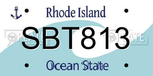 SBT813 Rhode Island License Plate