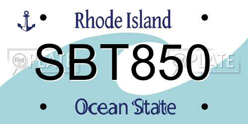 SBT850 Rhode Island License Plate