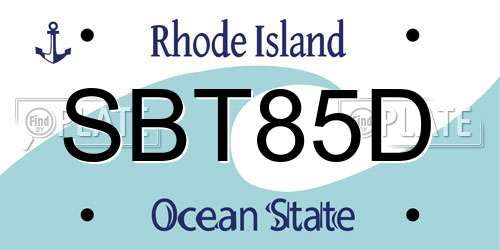 SBT85D Rhode Island License Plate