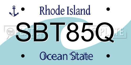 SBT85Q Rhode Island License Plate