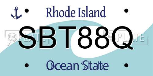 SBT88Q Rhode Island License Plate