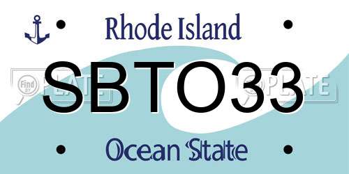 SBTO33 Rhode Island License Plate