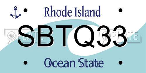 SBTQ33 Rhode Island License Plate