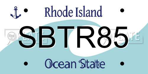 SBTR85 Rhode Island License Plate