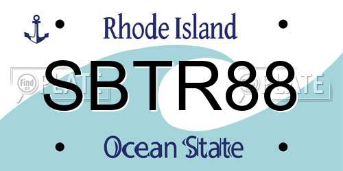 SBTR88 Rhode Island License Plate